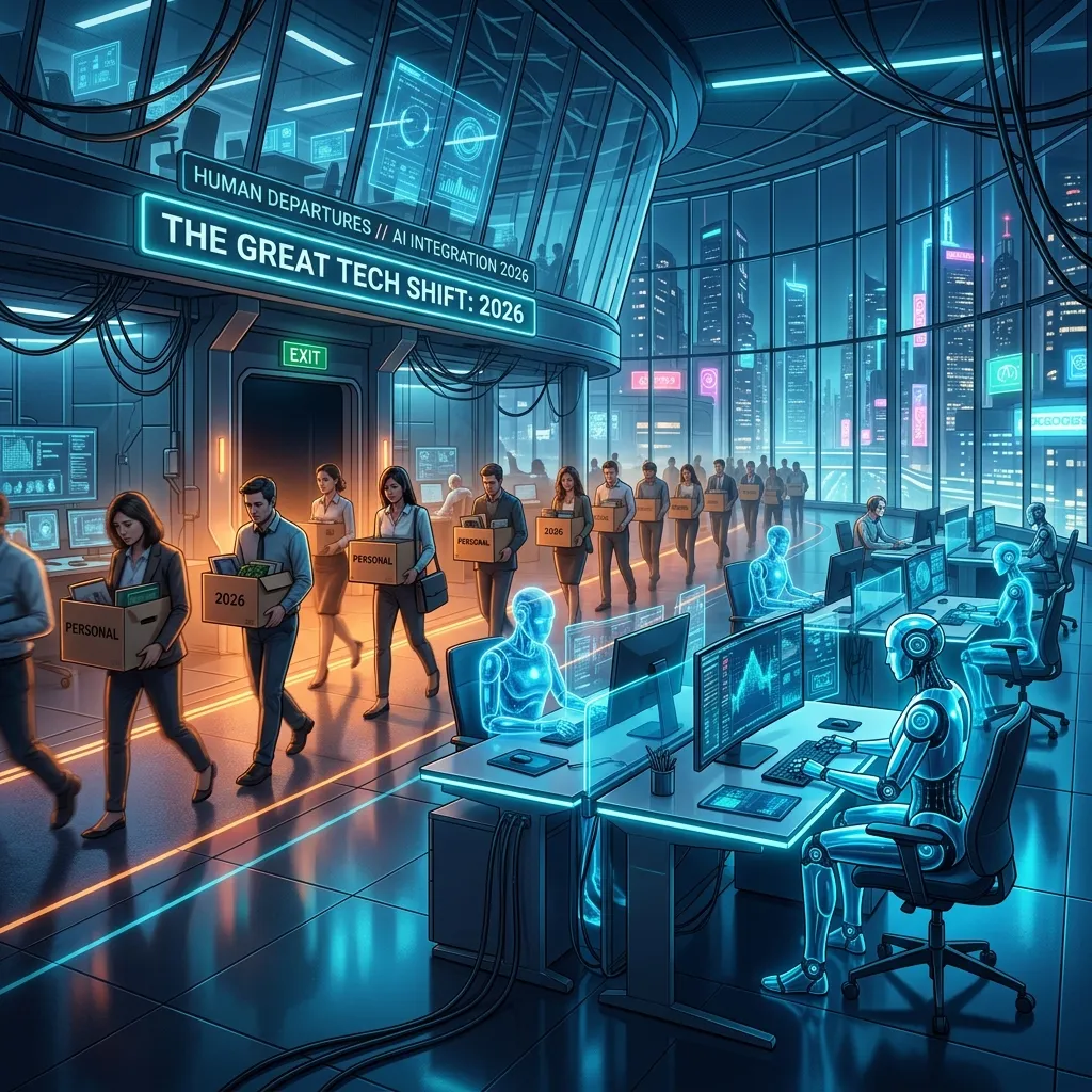 Yapay Zeka İstihdamı Vurmaya Başladı: 2026'da Teknoloji Sektöründe 80.000 Kişi İşten Çıkarıldı - öne çıkan yazı görseli